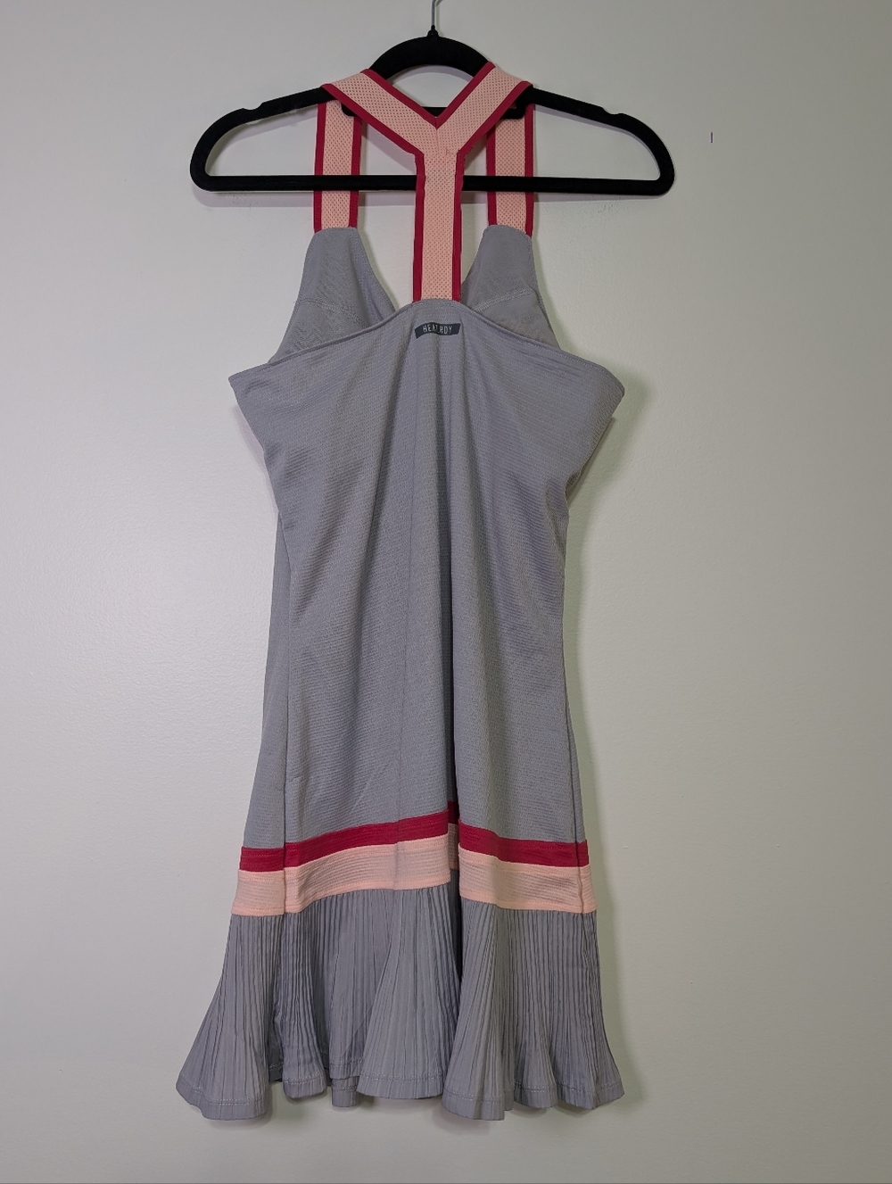 Adidas Tennis Dress M Gray Pink Pleated Athletic Tenniscore Activewear - READ - Picture 6 of 10